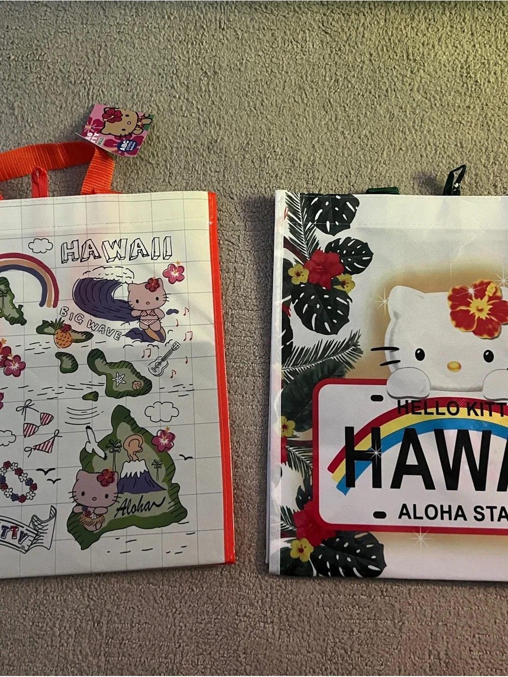 Hello Kitty Hawaiian Kids Tote Bag - White, Pink & Red